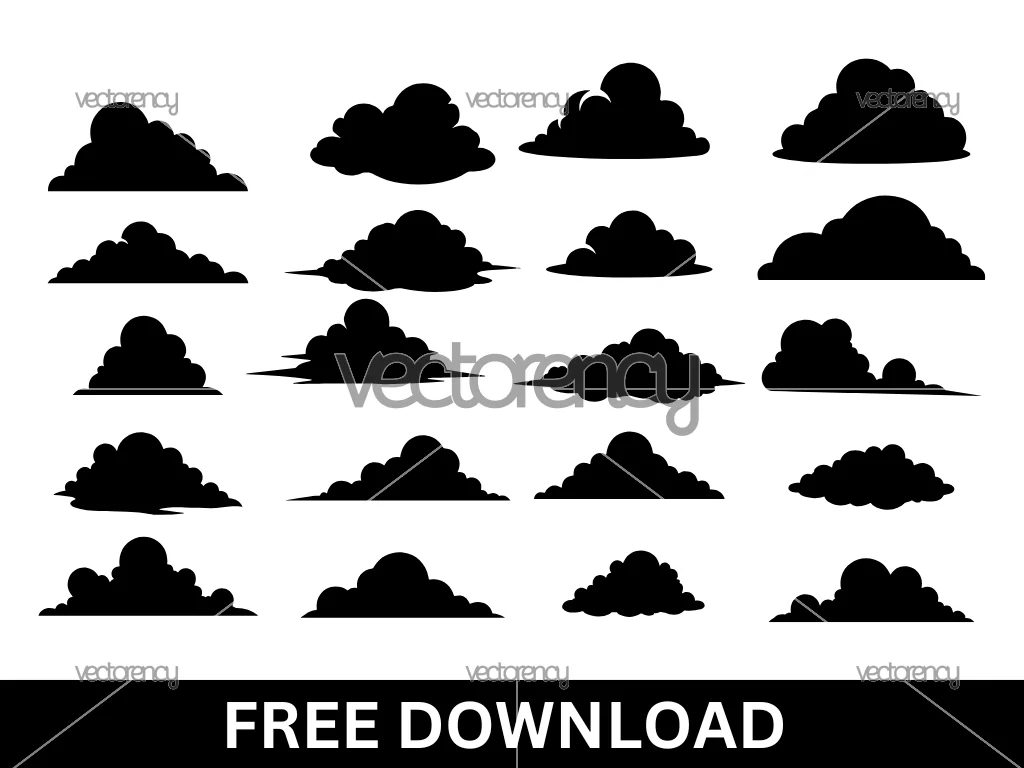 20 Cloud SVG Silhouette Cricut Free Download