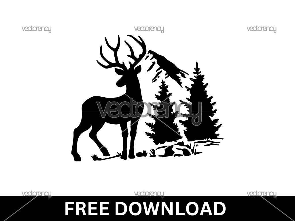 Deer Nature Vector Illustration Stencil SVG Free