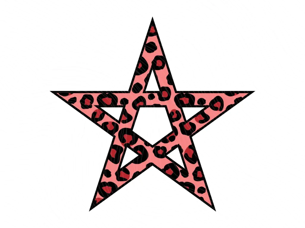 Pentagram Star Leopard Print Image PNG EPS Vector