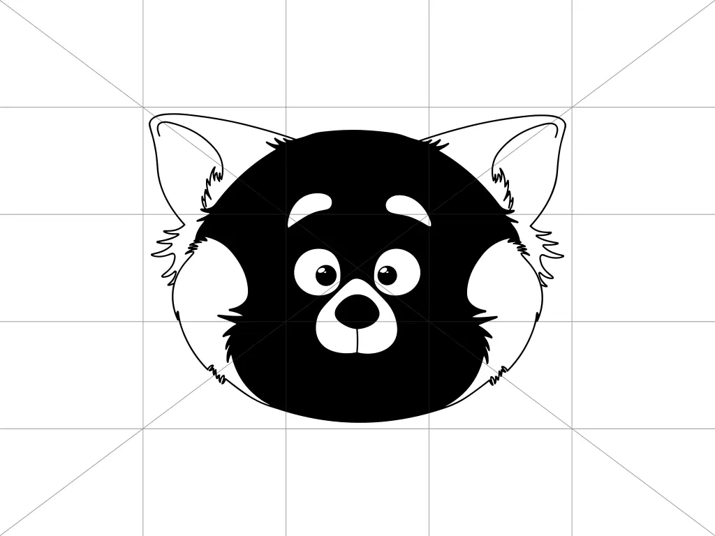 Turning Red SVG Outline Black Panda Vector