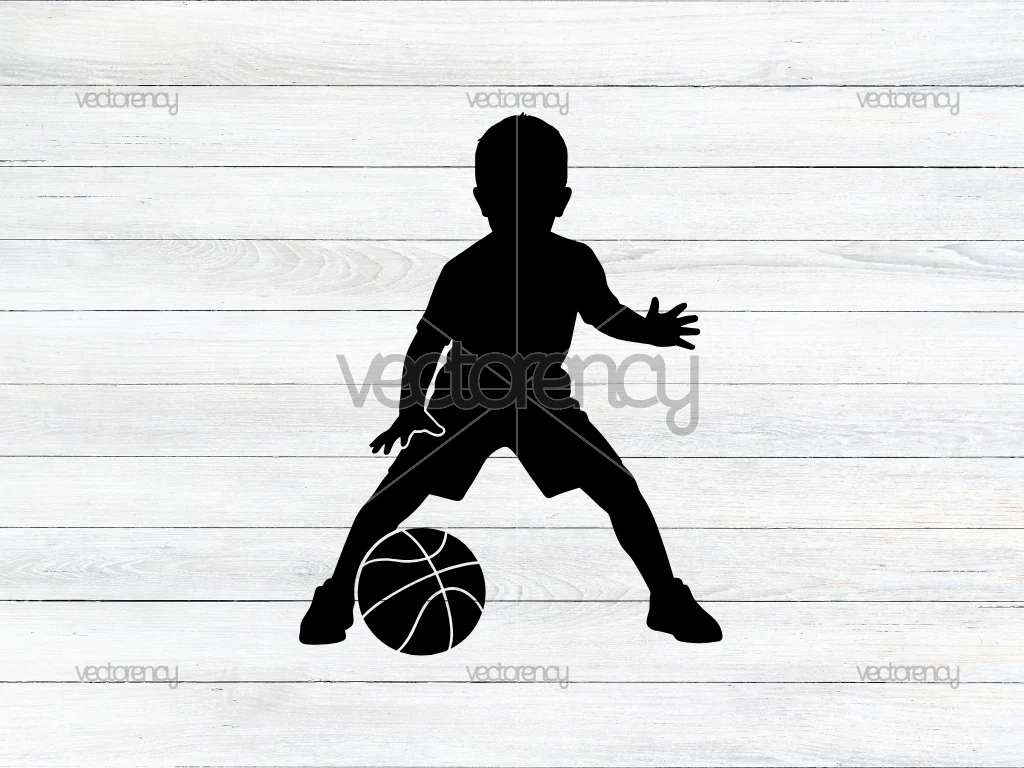 Kids Dribble Basketball Player Silhouette