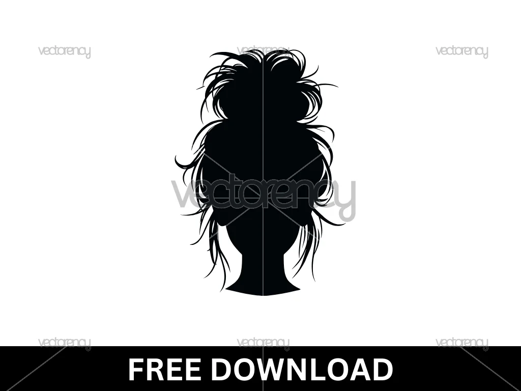 Women Messy Bun Silhouette Free Download