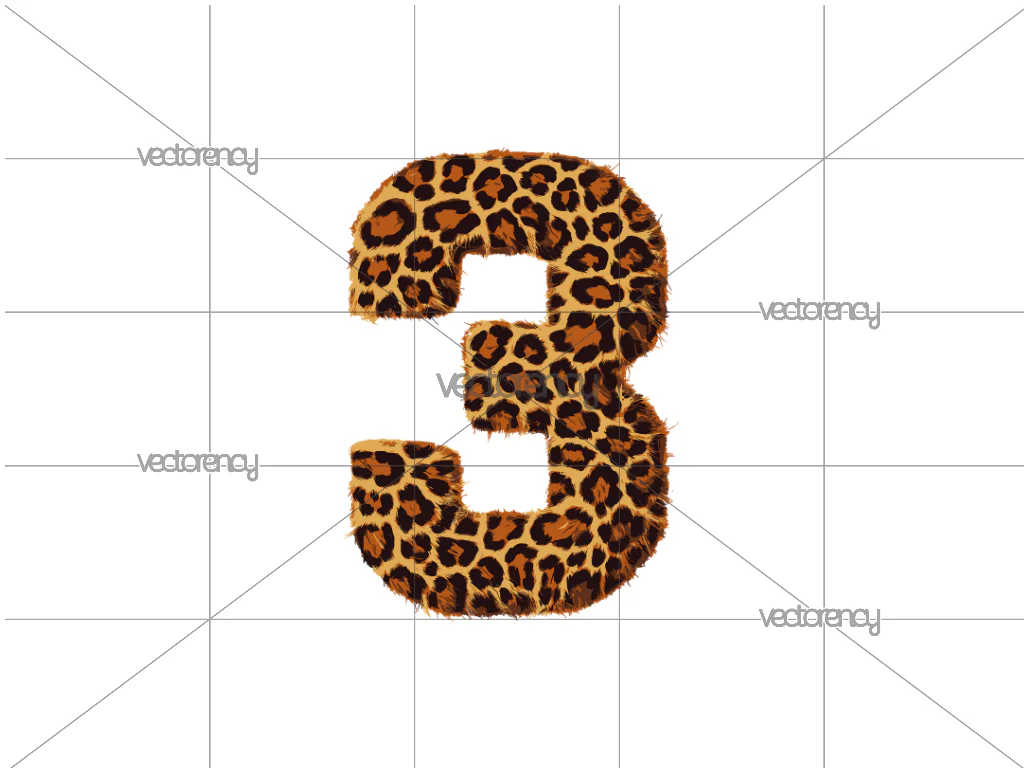 Number 3 Leopard Print Pattern PNG