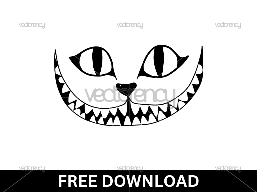 Cheshire Cat Mouth Face Vector Free Download