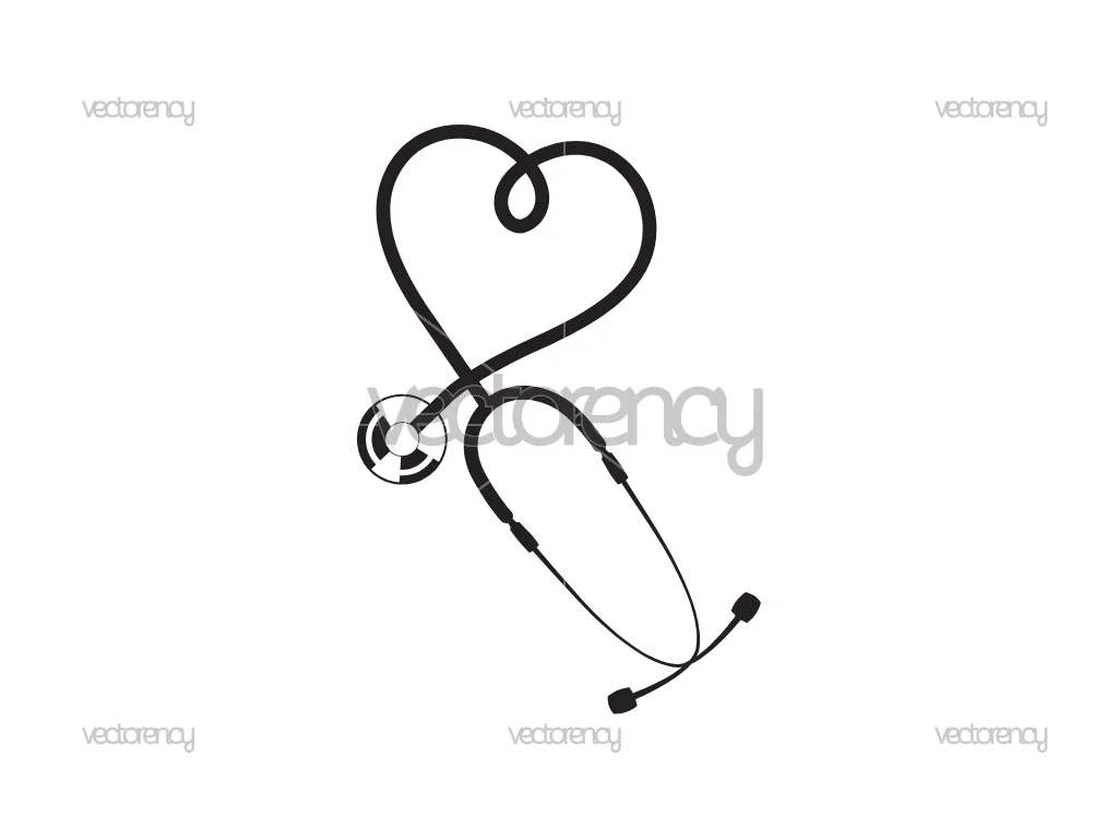 Heart Shaped Stethoscope SVG Vector Free