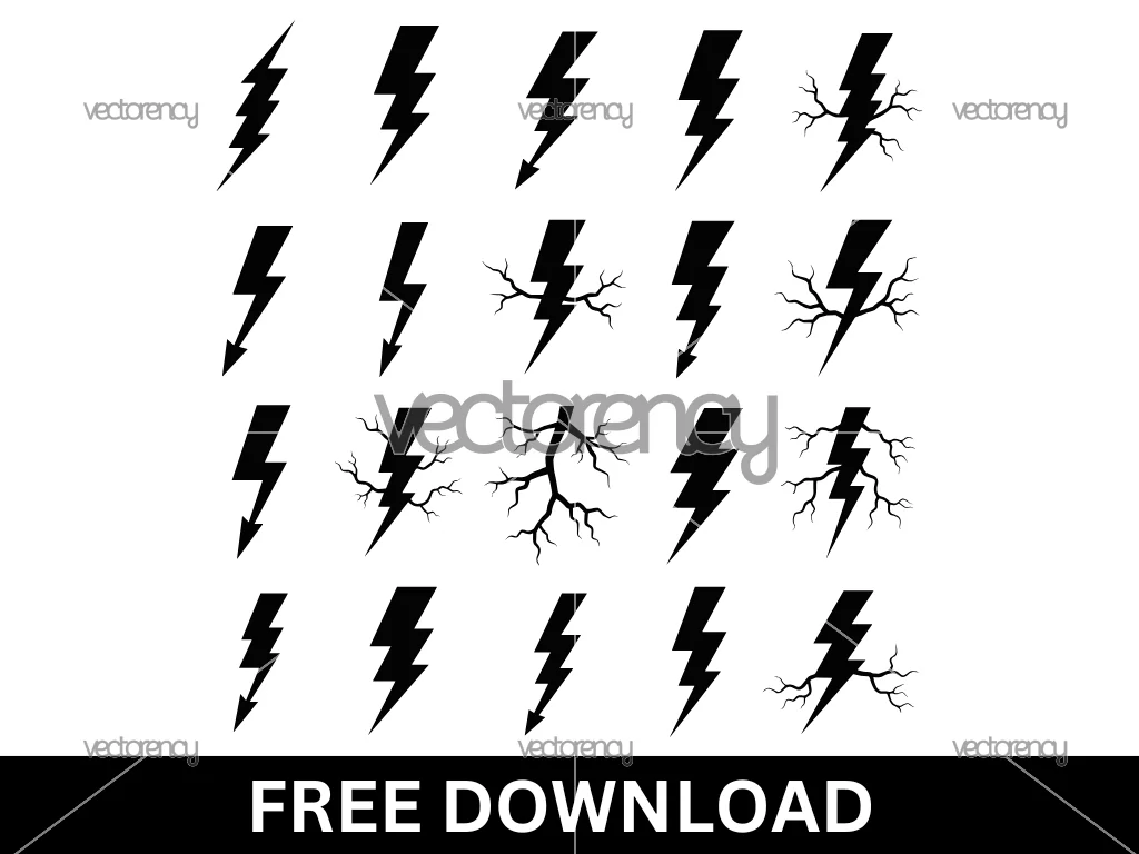 20 Bolt SVG Free for Cricut Lightning Silhouette