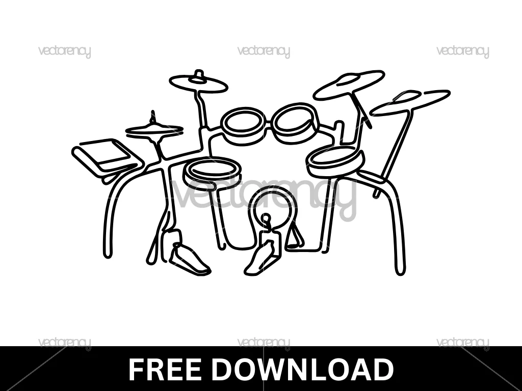 Electric Drum Line Art Free Download