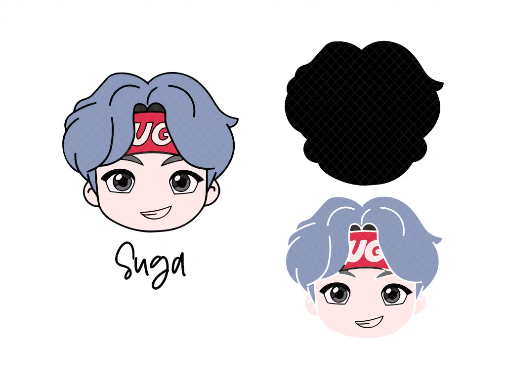 BTS Suga Cartoon SVG Free Download