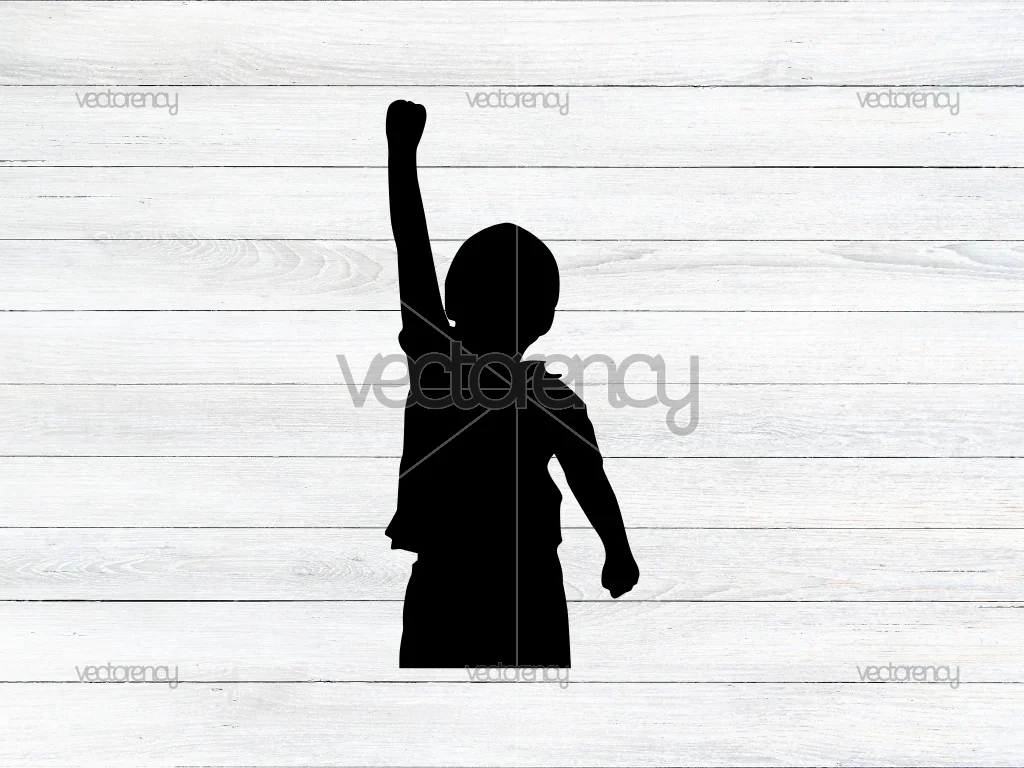 Kids Hand Up Silhouette Clipart Vector SVG
