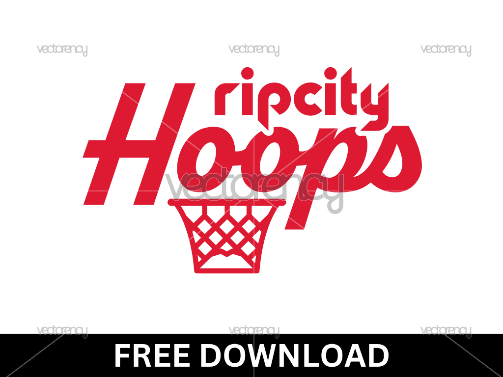 Red Basketball Rip City Hoops SVG Cut File PNG Free