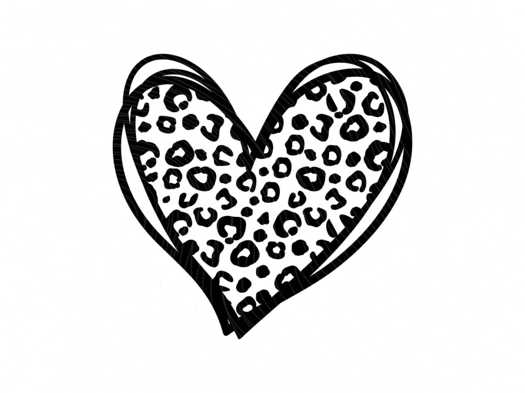 Leopard Heart SVG, Love Cheetah Clipart PNG