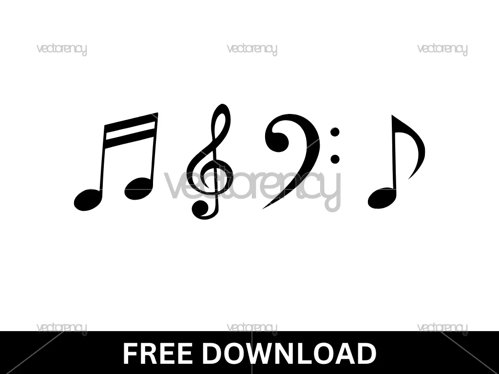 Silhouette of Musical Notes Free Vector Stock SVG