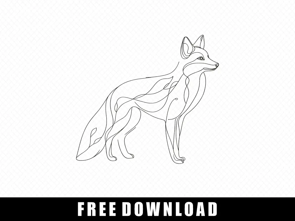 Fox One Line SVG Free