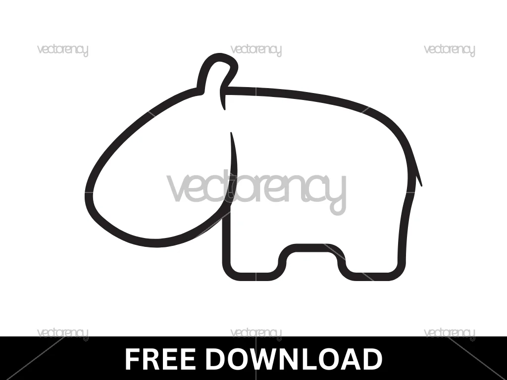 Hippopotamus SVG Free Line Logo