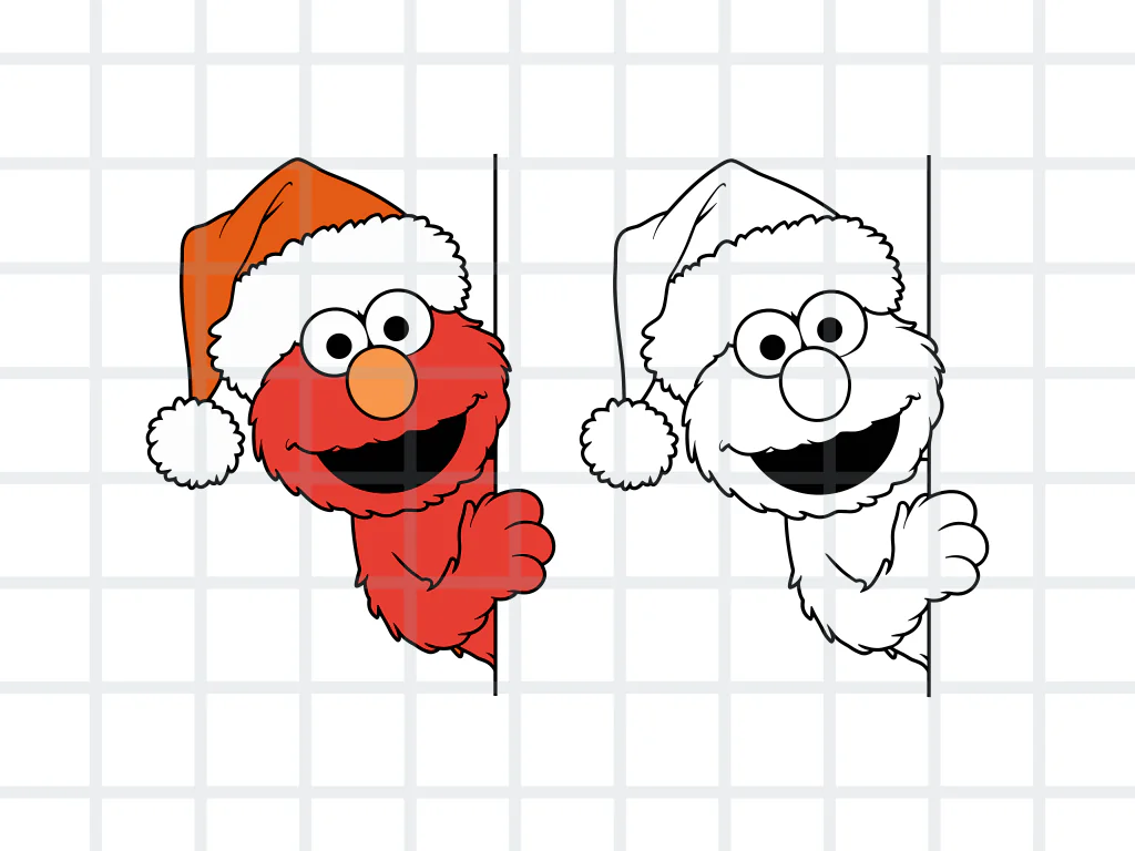 Christmas Elmo Peeking with Santa Hat SVG for Cricut