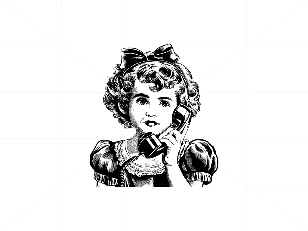 Vintage Young Girl Illustration - Vector PNG & SVG