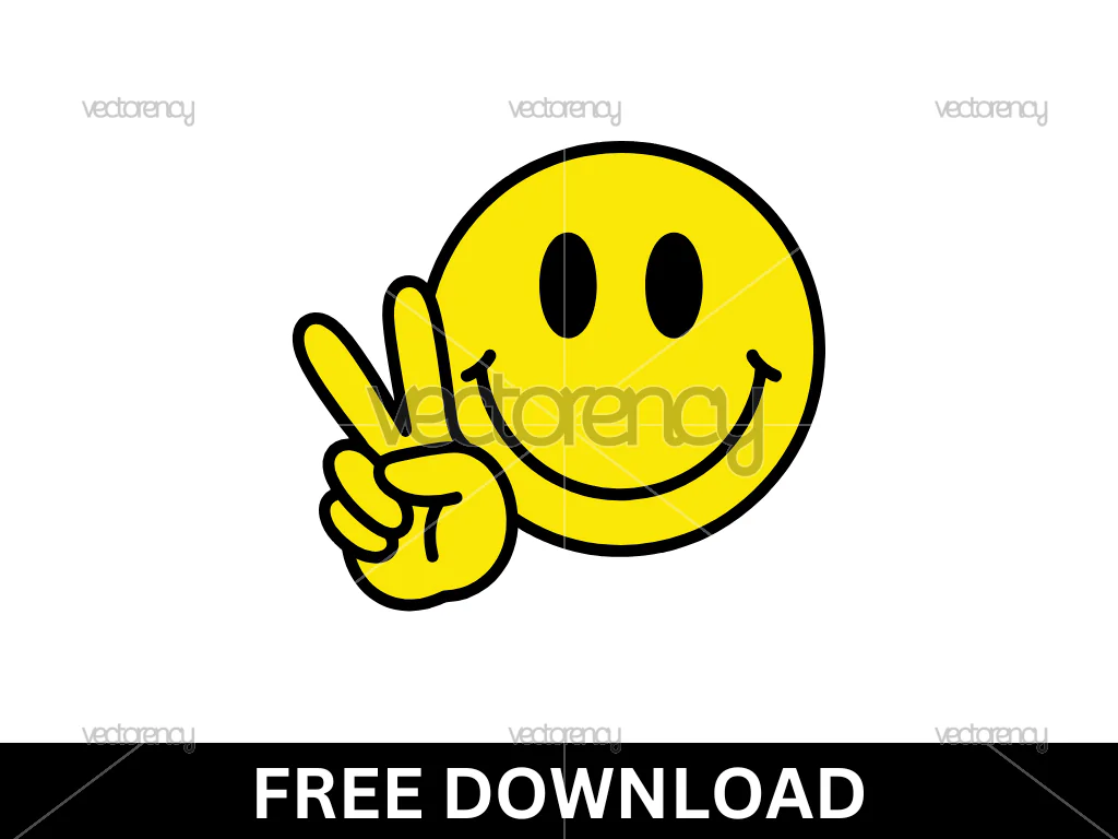 Smiley Face Peace Hand Gesture SVG
