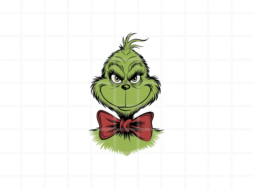 Grinch Face SVG with Bow Free