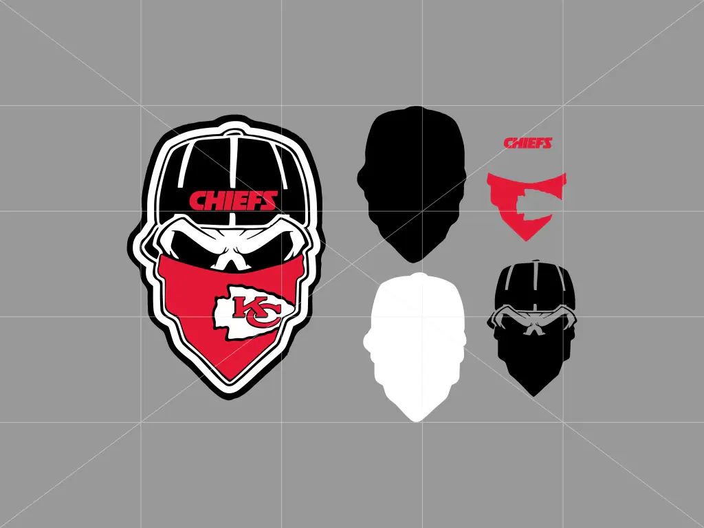 Skull with Bandana Chiefs SVG Layered, PNG and EPS Vector