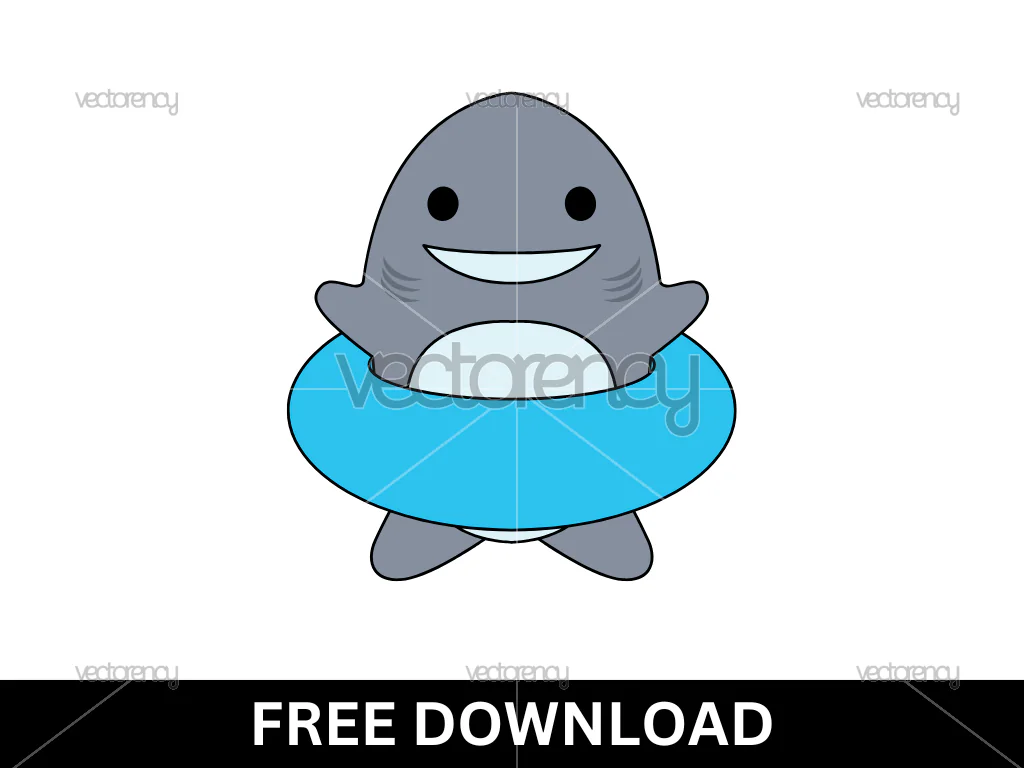 Cute Baby Shark Swim Clipart Vector SVG Free Download