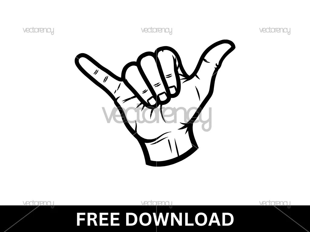 Free Shaka Hand hand SVG Hang loose Sign SVG Shaka SVG Surf Silhouette Vector