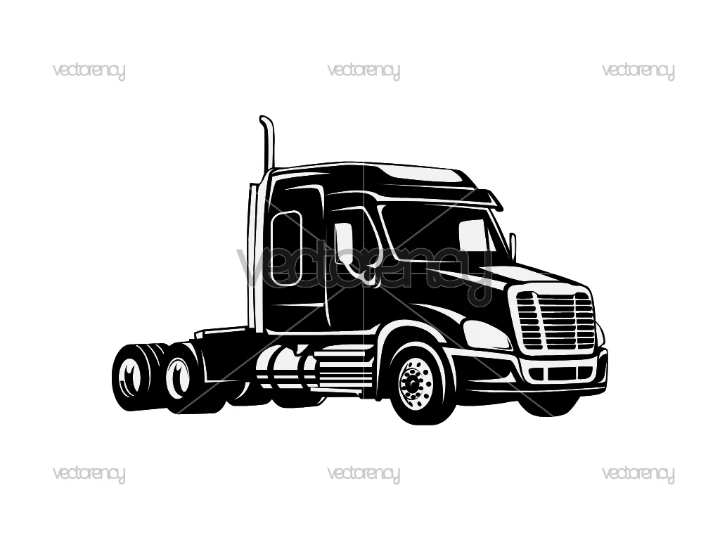Freightliner Cascadia Heavy-Duty Semi-Trailer Truck Vector Illustration SVG