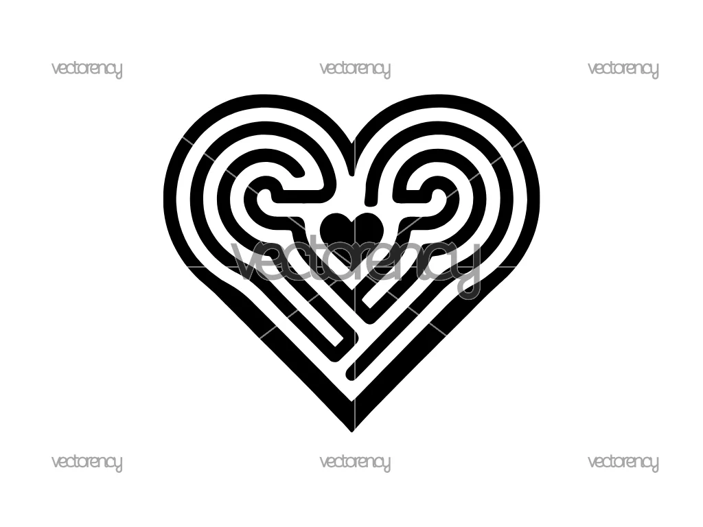 Labyrinth Heart Symbol Clipart SVG