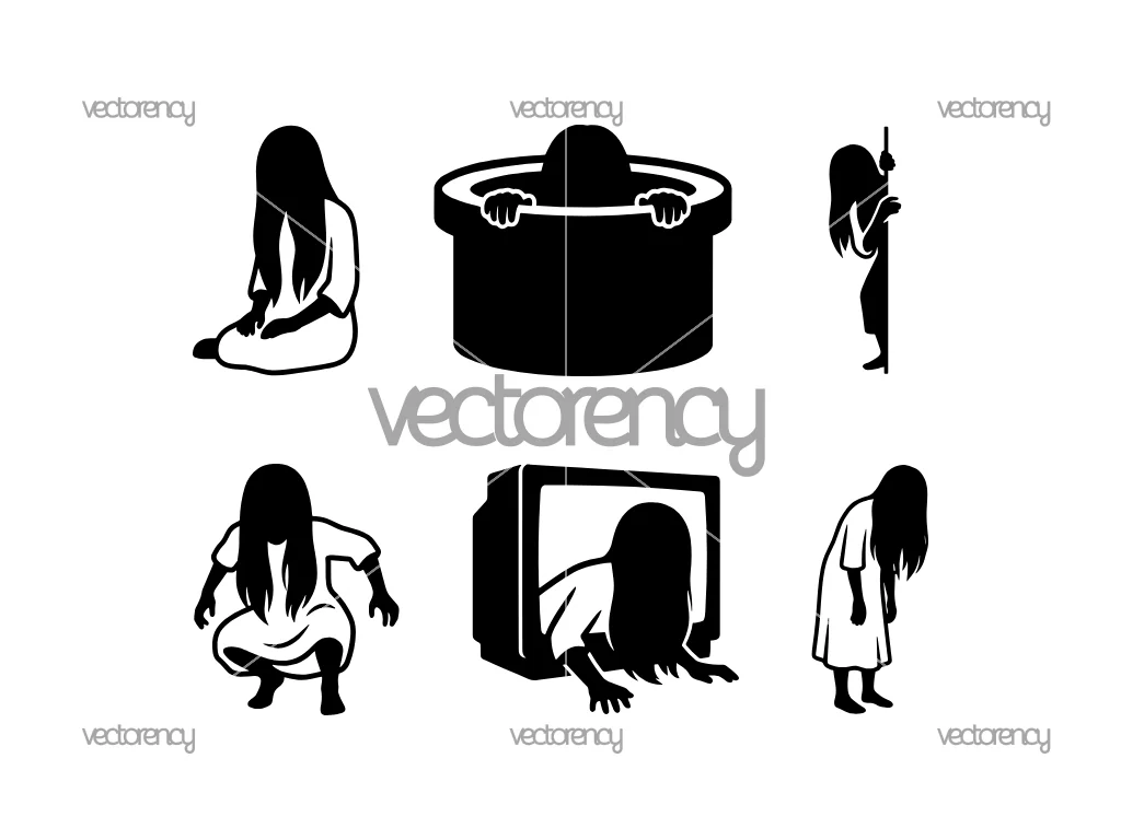 Sadako Yamamura The Ring Ringu Silhouette Vector SVG
