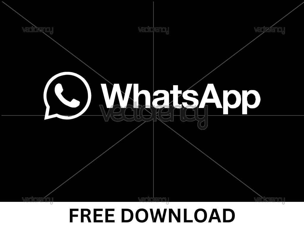 Free Whatsapp Icon Text Logo SVG White