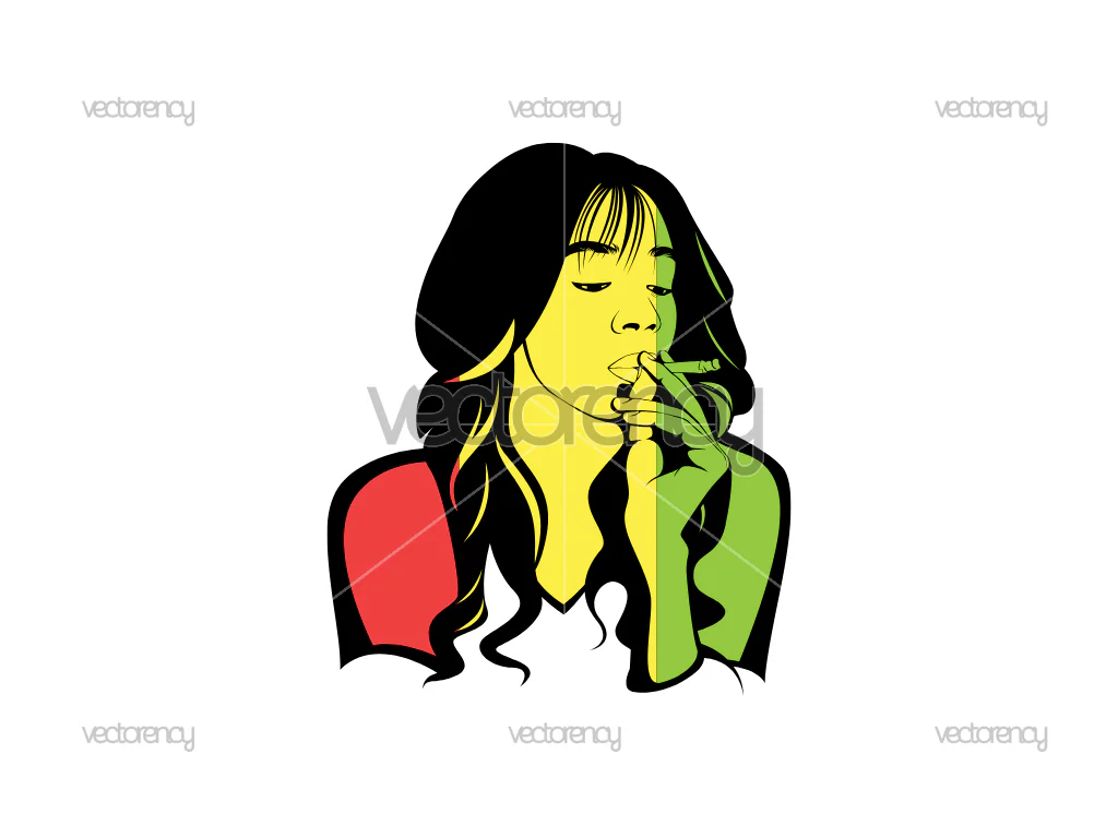 Woman Smoking Marijuana Vector SVG JPG PNG EPS DXF