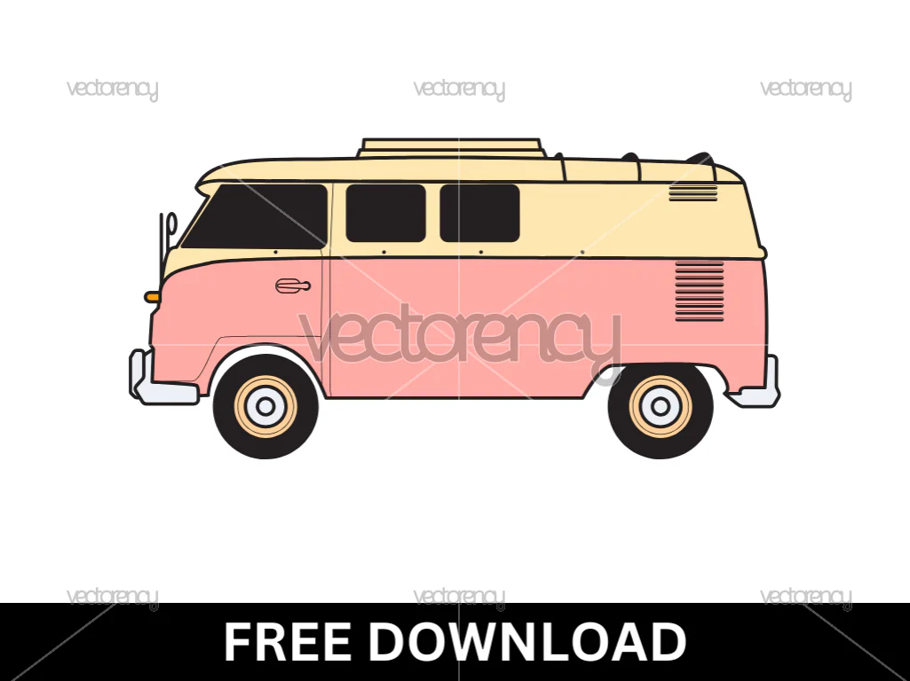Retro Camper Caravan SVG Free Download