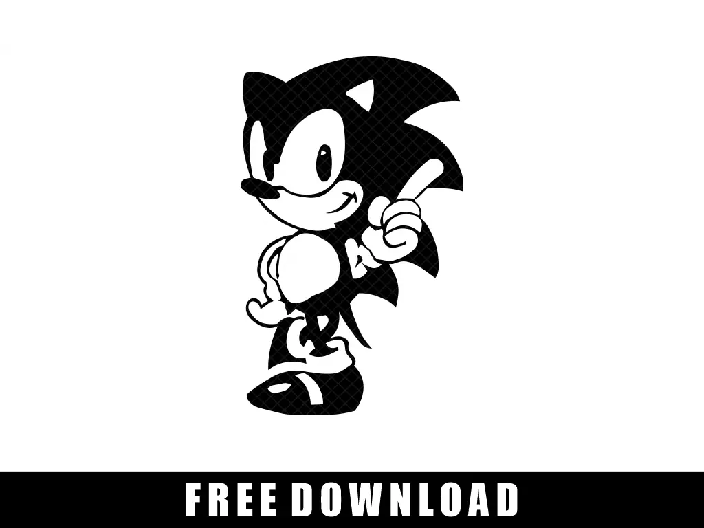 Sonic SVG Black and White Free Download