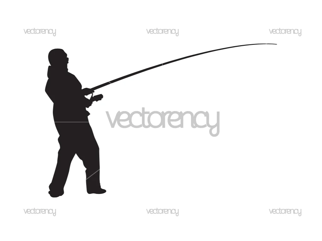 Fisherman Silhouette Fishing Clipart Vector SVG