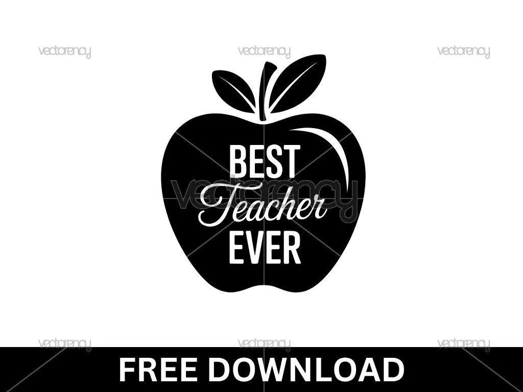Free Best Teacher Ever Apple Clipart SVG