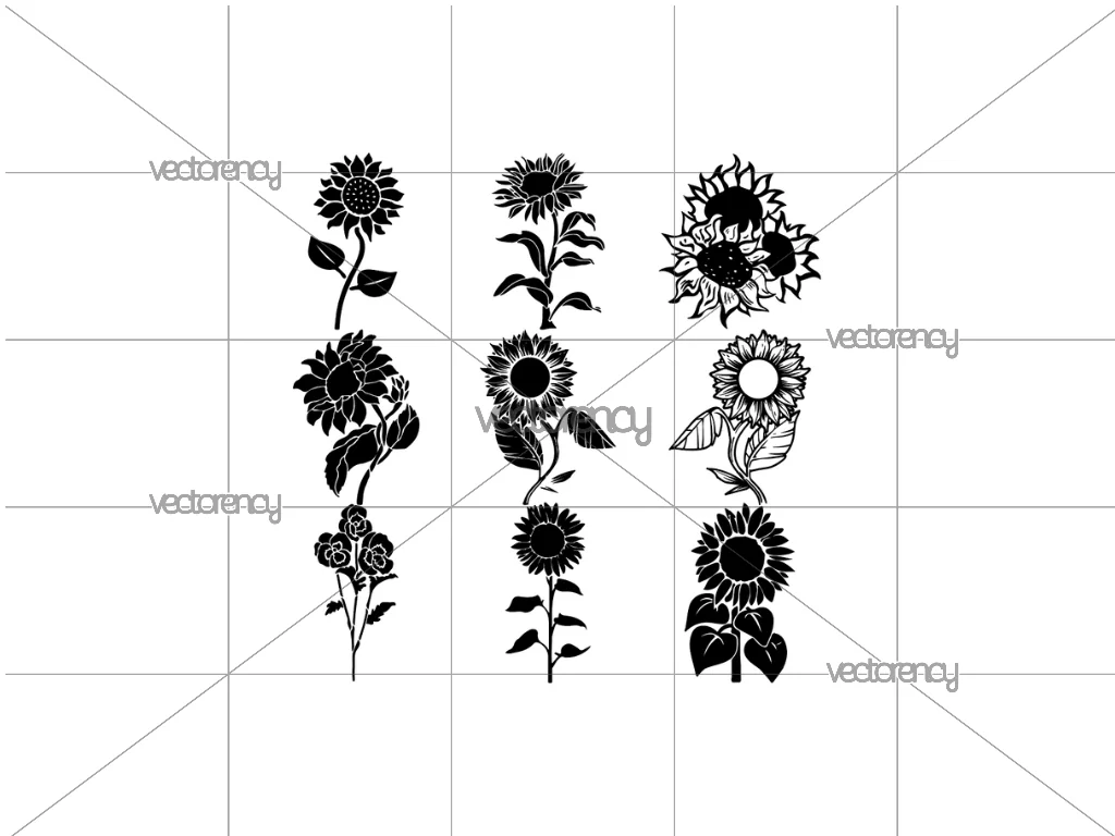 Sun Flower SVG Clipart Sun Flower Silhouette Sunflower