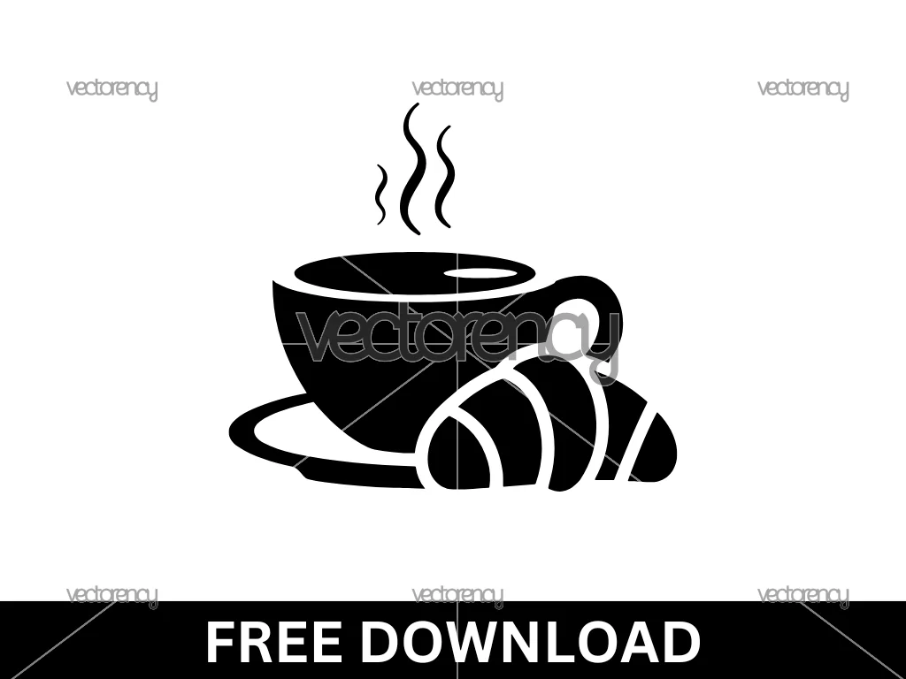 Croissant Coffee SVG Cut File Free