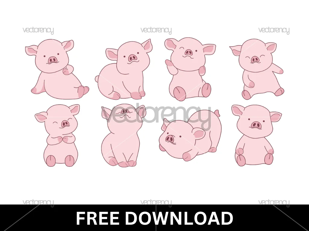 Cute Baby Pig Illustration Vector Free Download