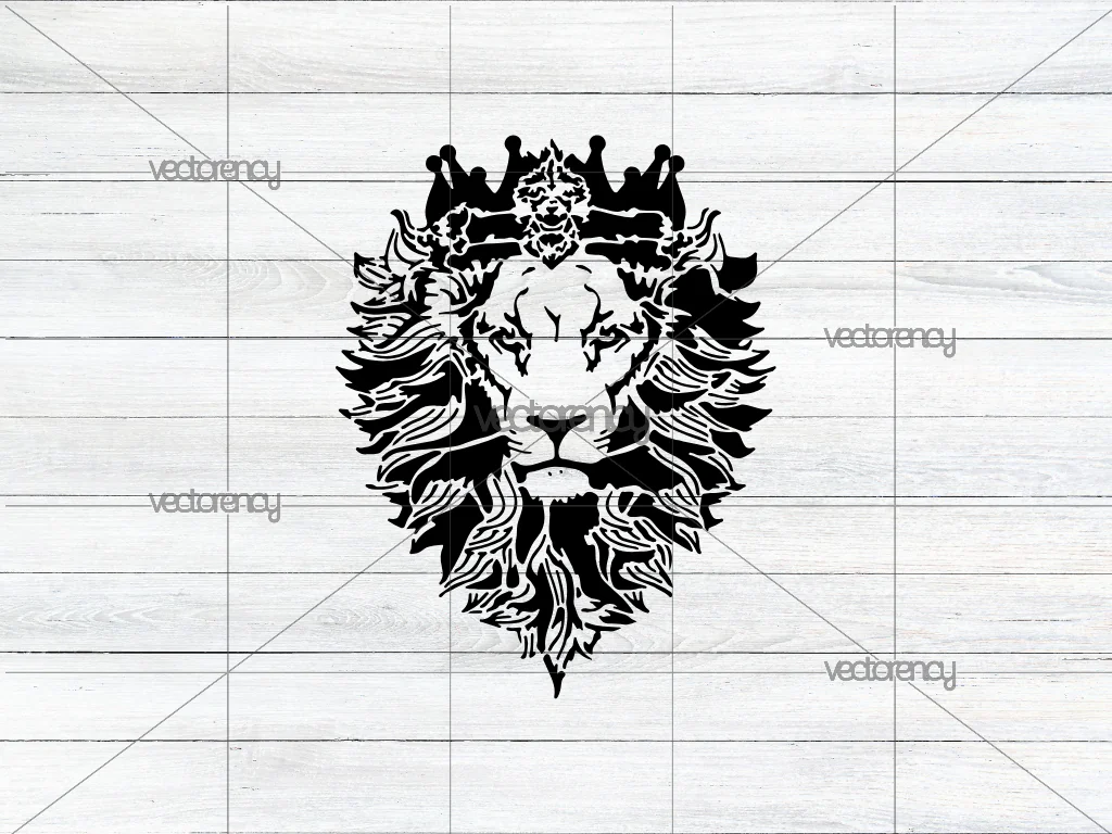 Lion with Crown Vector Stencil Download