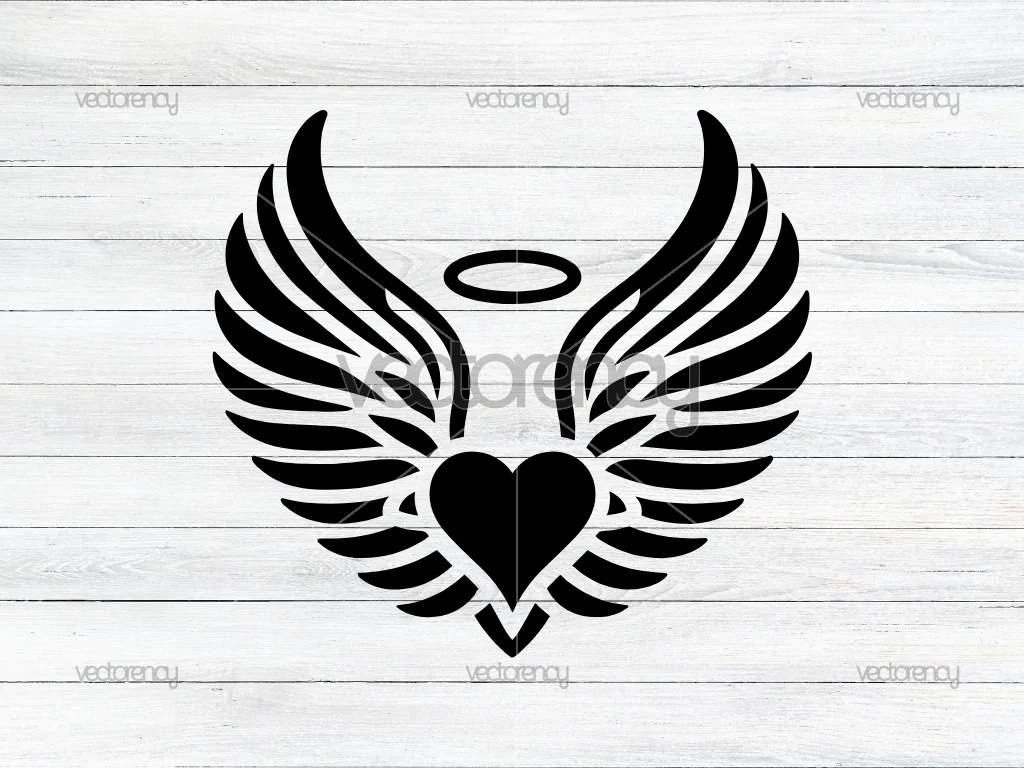 Angel Wings with Heart SVG