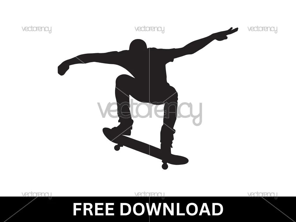 Skateboard Silhouette Flip Free Vector