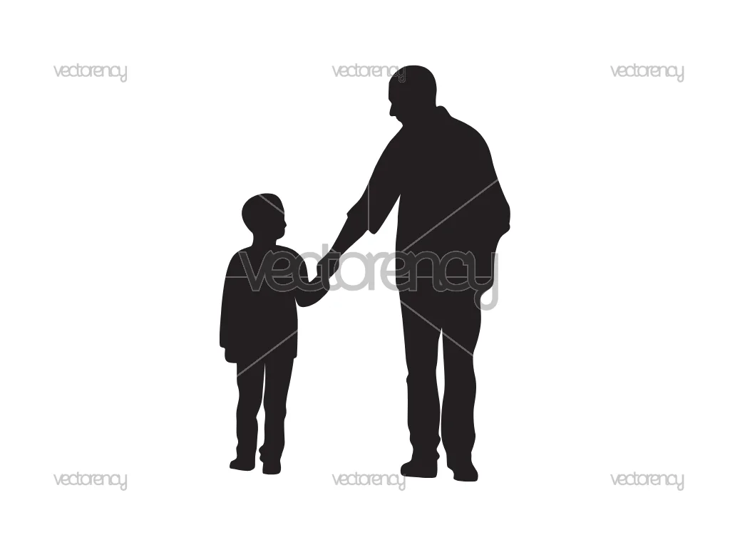 Silhouette Dad Father and Daughter SVG