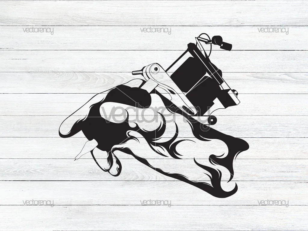 Tattoo Artist Holding Tattoo Machine Vector Illustration