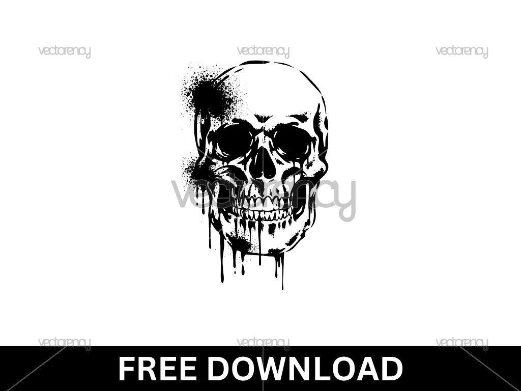 Spray Painted Skull Vector Free