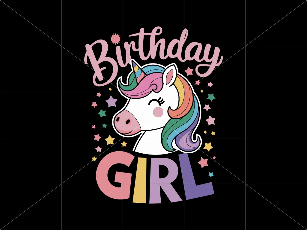 Birthday Girl Unicorn PNG for DTF or Sublimation Design