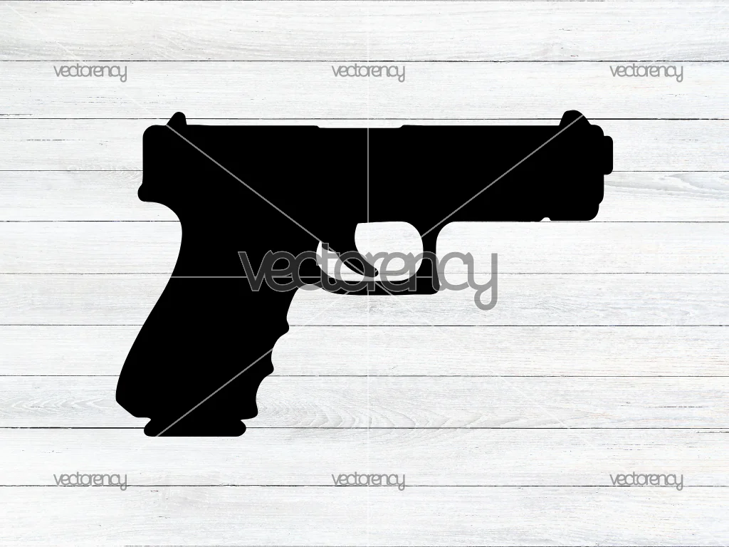 Pistol Gun SVG Files, 9mm Pistol Cut Files, Handgun Vector Files