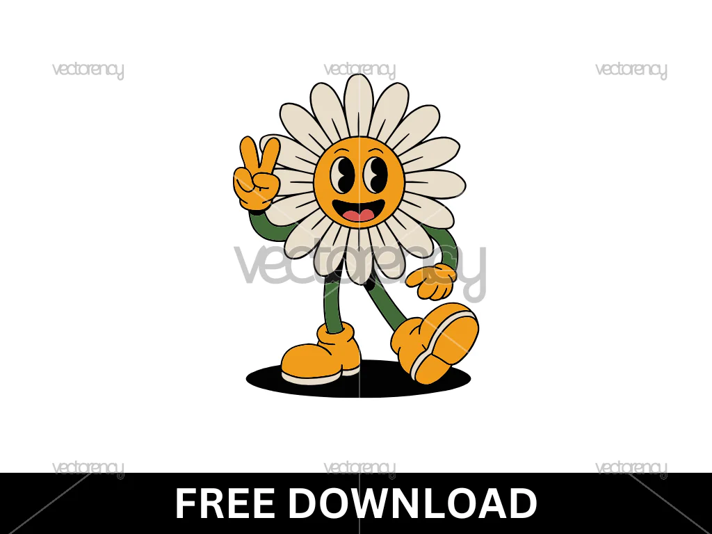 Free Cheerful Daisy Character Vector SVG