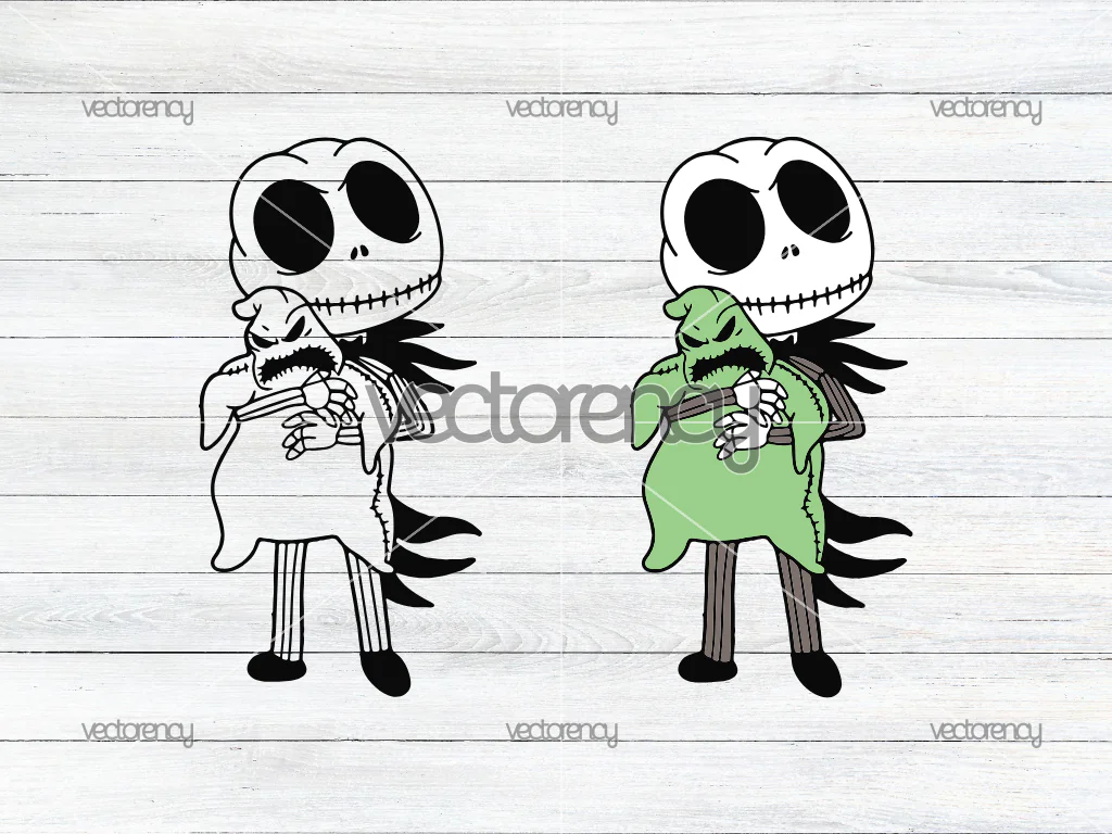 Oogie Boogie and Jack Skellington SVG PNG EPS, Nightmare Before Christmas Cut Files Outline