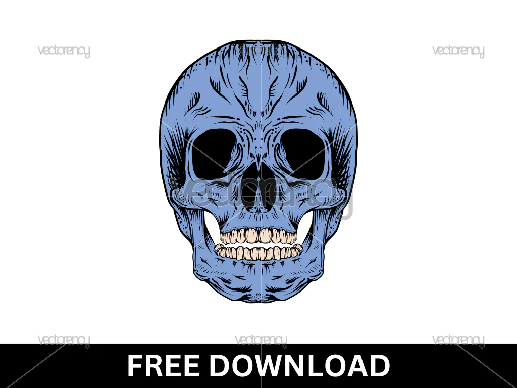Smiling Skull Blue Vector Free