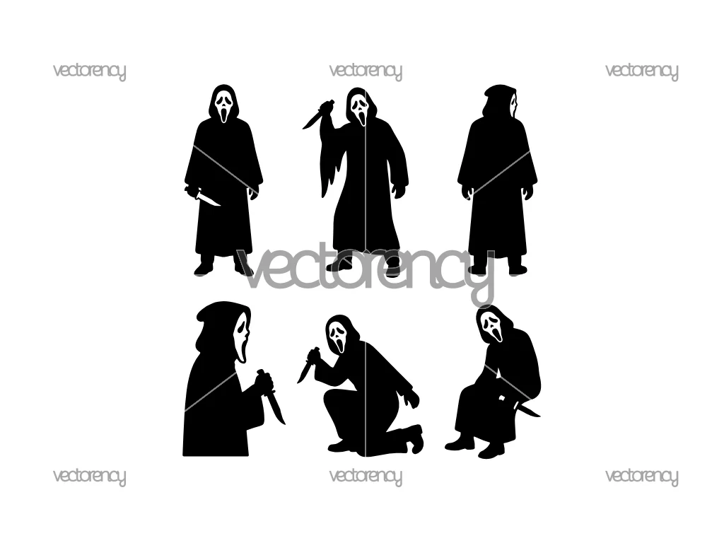 Ghostface Scream Silhouette Vector EPS DXF SVG