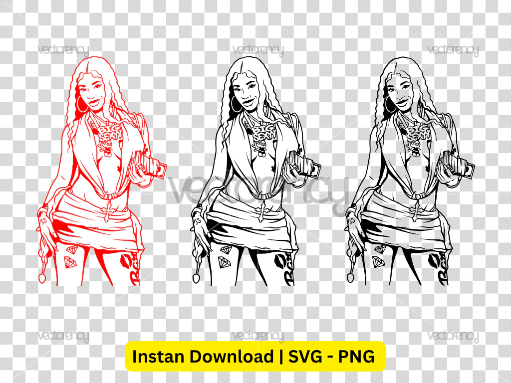 Sexyy Red Vector Art SVG PNG HD Transparent Cartoon